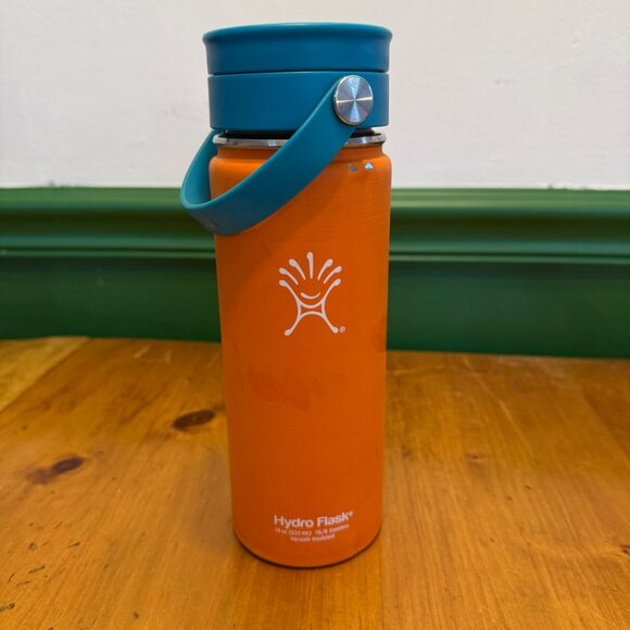 Orange 18oz Hydroflask Thermos, Blue Flex Sip Lid - Picture 1 of 4